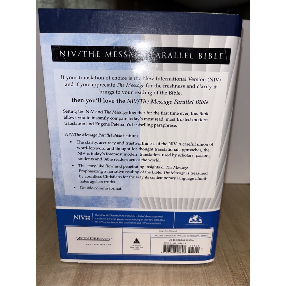 NIV The Message Parallel Bible by Zondervan Staff (2004, Hardcover) Dust Jacket - Picture 3 of 8
